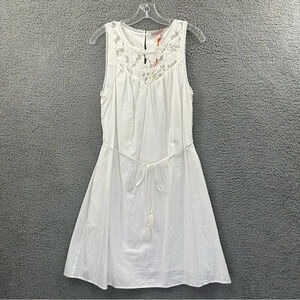 NWT Knox Rose Sleeveless Tank Dress White Crochet Cotton Blend Shift Women Small